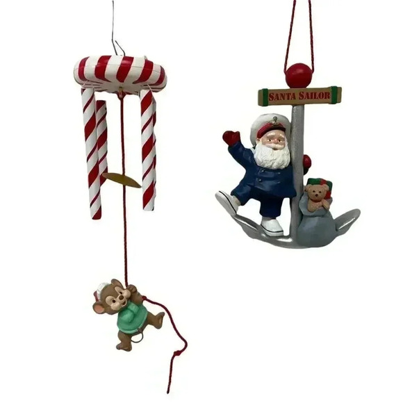 Hallmark Keepsake Hanging Ornament Santa Sailor Candy Cane Mouse Chime Christmas - Picture 2 of 3
